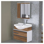 Gabinete Suspenso para Banheiro com Lavatório e Espelheira Firenze 72,5cm Nogal Sevilha A.J. Rorato